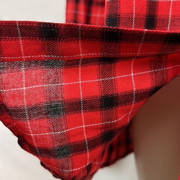 Meaneor red and black plaid button-down long sleeve collar shirt for wom… - Picture 4 of 13